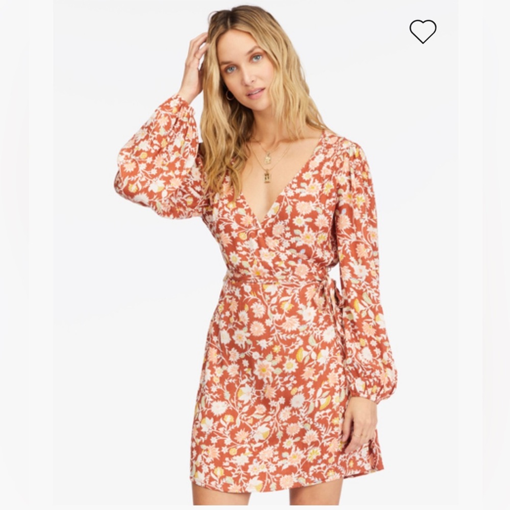 Billabong Spring Romance Print Long Sleeve Wrap Dress Size M
